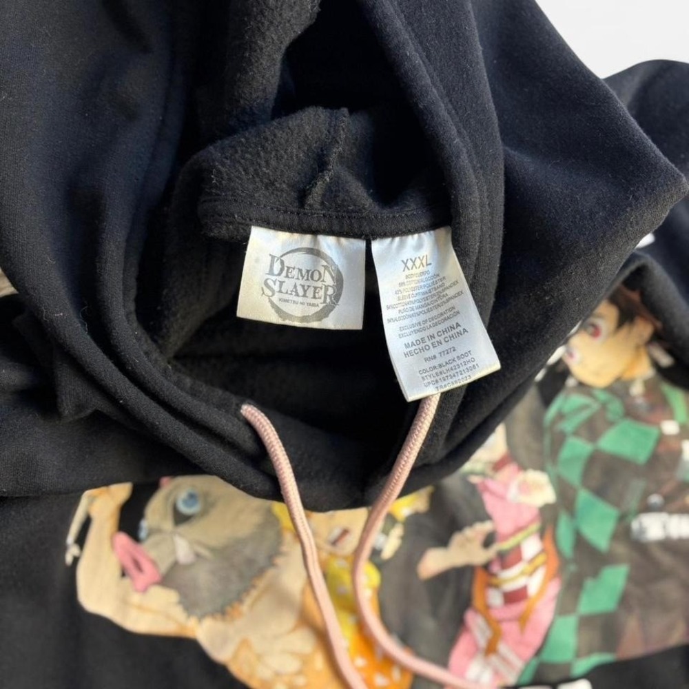 Demon Slayer Kimetsu no Yaiba Black Graphic Hoodie XXXL Tanjiro Nezuko Inosuke - Picture 5 of 6